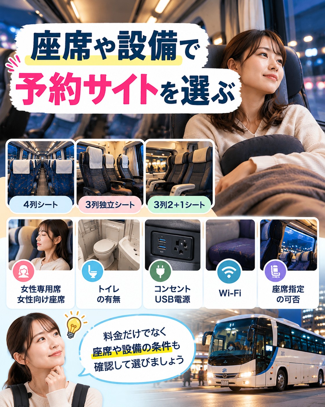 座席や設備で予約サイトを選ぶ