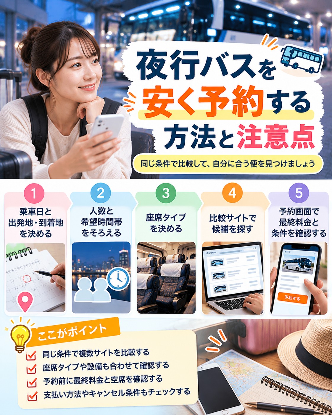 夜行バスを安く予約する方法と注意点