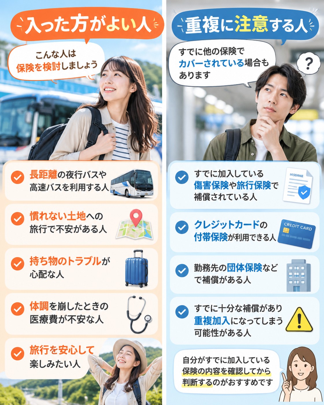 入った方がよい人と重複に注意する人