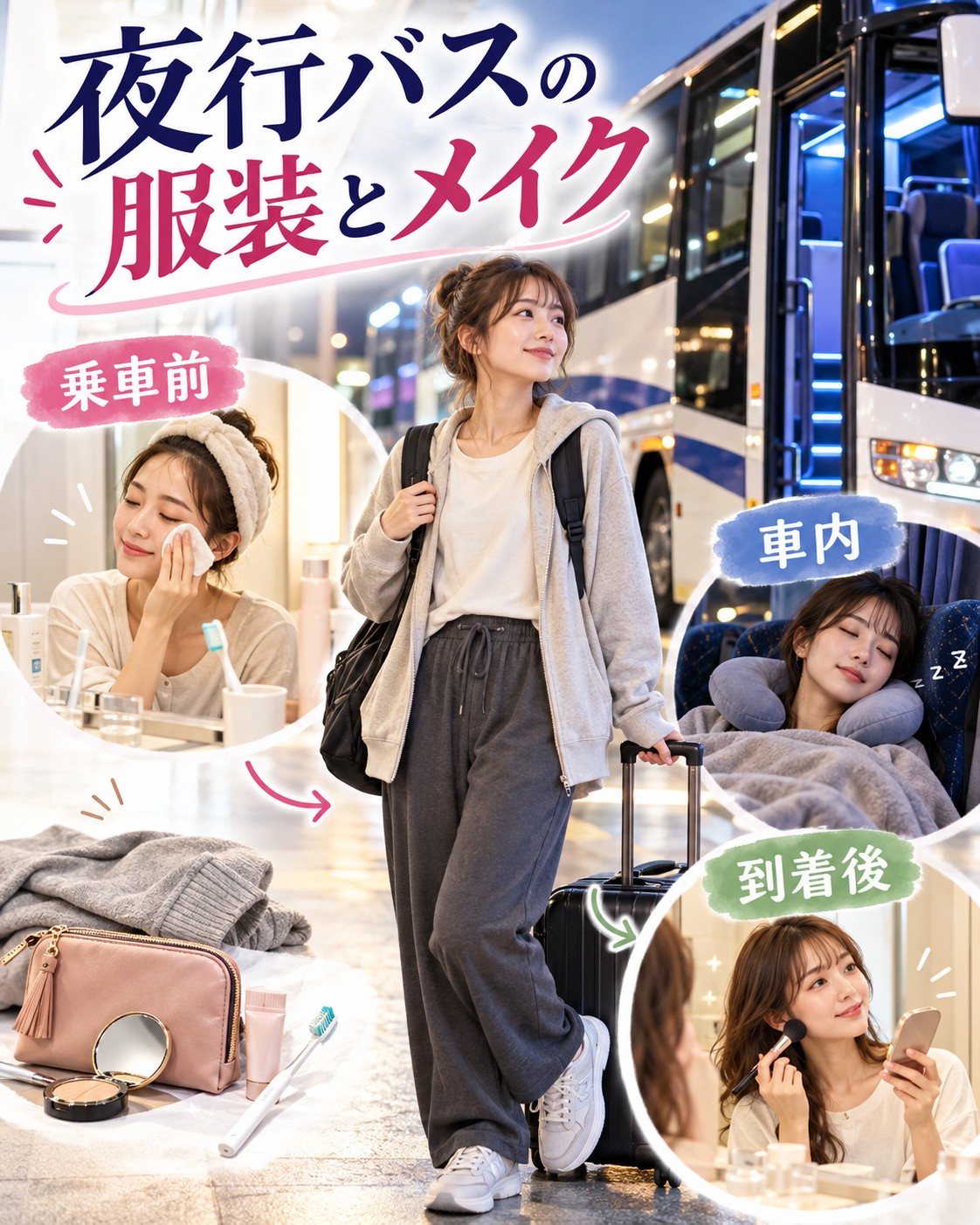 夜行バスの服装とメイクはどうする?