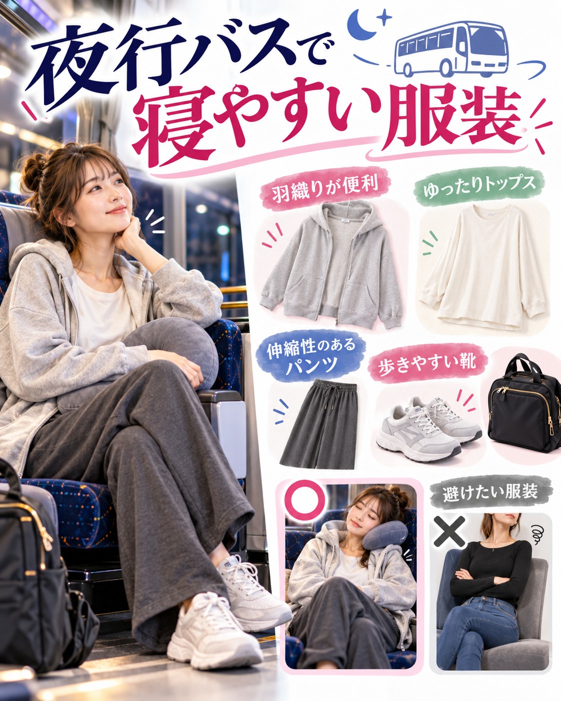 夜行バスで寝やすい服装の選び方
