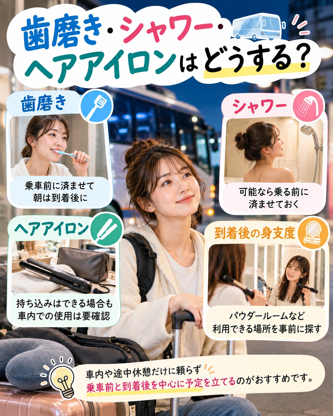 歯磨き・シャワー・ヘアアイロンはどうする?