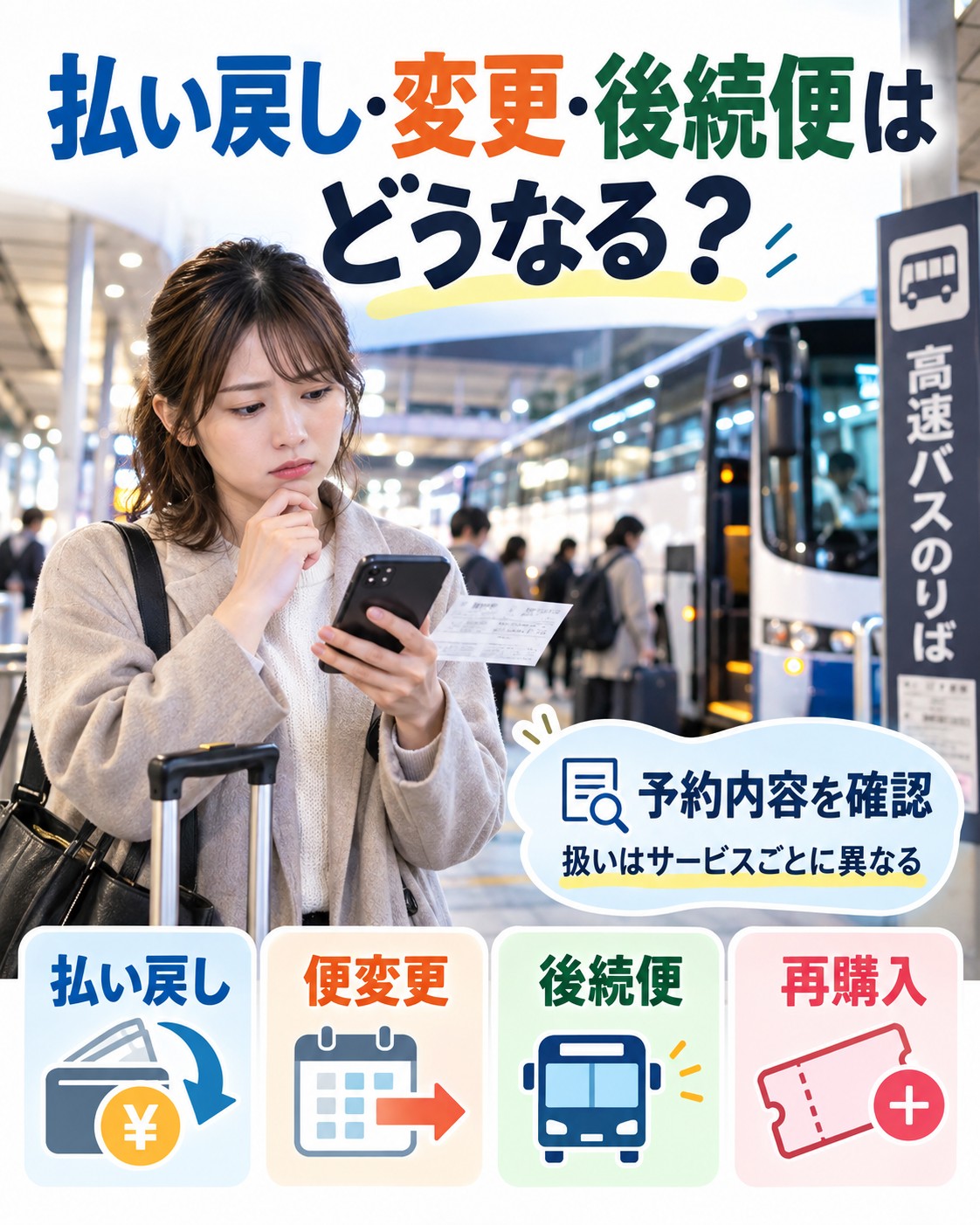 払い戻し・変更・後続便はどうなる？
