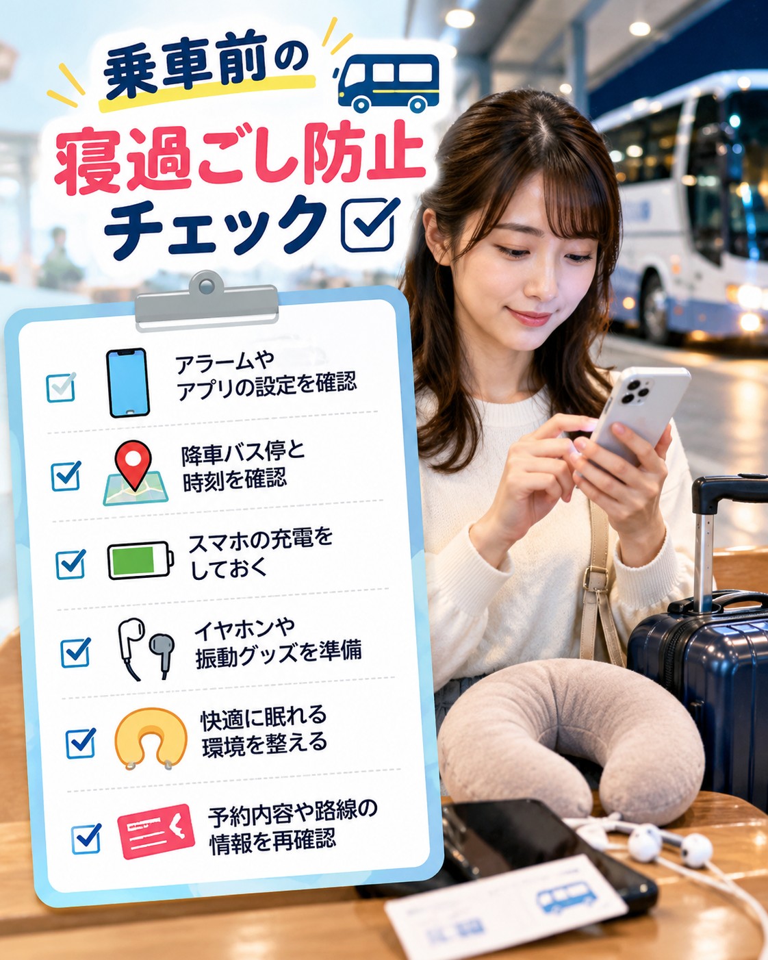 乗車前の寝過ごし防止チェック
