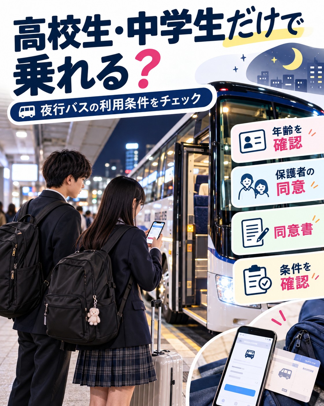 夜行バスは高校生・中学生だけで乗れる？