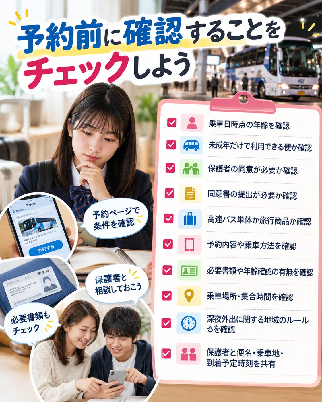 予約前に確認することをチェックする