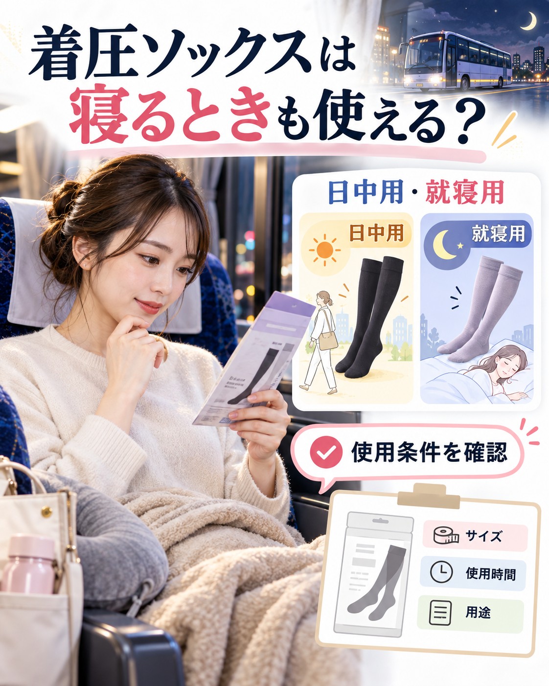 着圧ソックスは寝るときも使える？