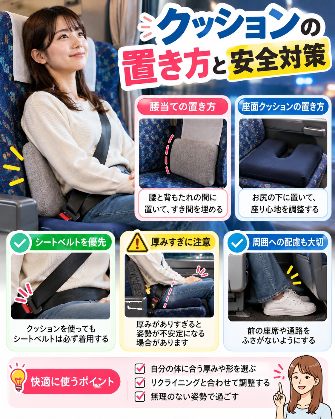 クッションの置き方と安全対策