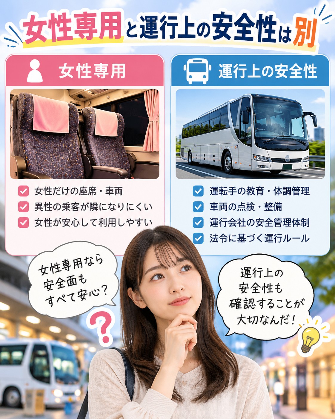 女性専用と運行上の安全性は別