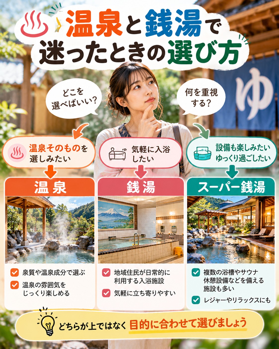 温泉と銭湯で迷ったときの選び方