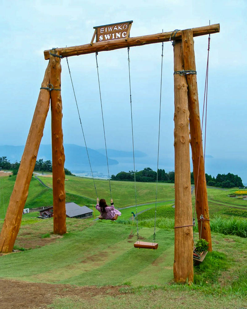 びわこ箱館山、ブランコ、8月夏、滋賀県高島市の観光・撮影スポットの名所