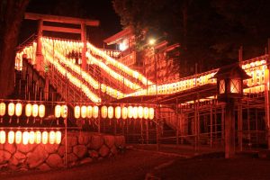 多度大社（8月）提灯祭り　ライトアップ　三重県桑名市の観光・撮影スポットの写真や画像