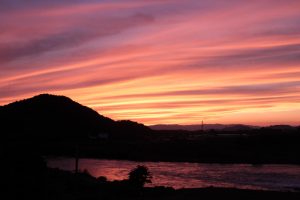 犬山丸の内公園からの夕日の絶景風景写真　愛知県犬山市観光・風景撮影スポット写真や画像