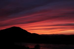犬山丸の内公園からの夕日の絶景風景写真　写真愛知県犬山市観光・風景撮影写真や画像