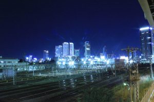 向野橋　名古屋駅ビル群　夜景　名古屋市中村区の観光・撮影スポットの写真や画像