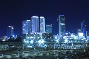 向野橋　名古屋駅ビル群　夜景　名古屋市中村区の観光・撮影スポットの写真や画像