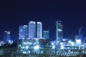 向野橋　名古屋駅ビル群　夜景　名古屋市中村区の観光・撮影スポットの写真や画像