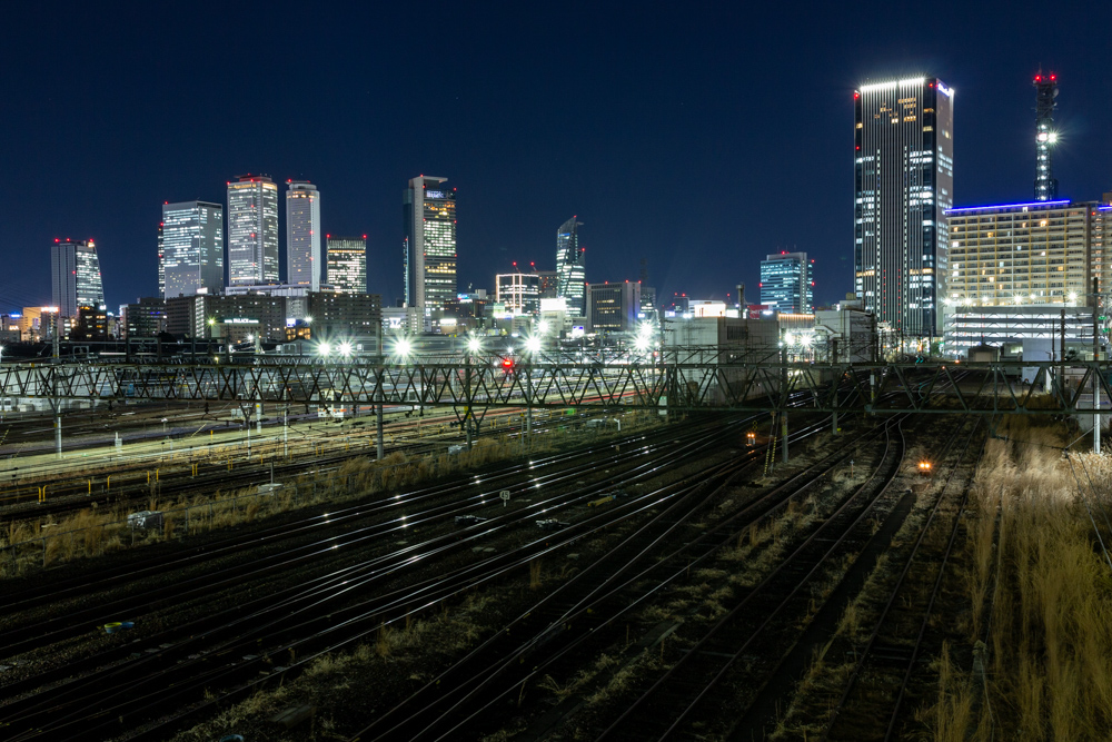 向野橋、ゆるキャン△の聖地、名古屋駅ビル群、夜景、名古屋市中村区の観光・撮影スポットの写真や画像