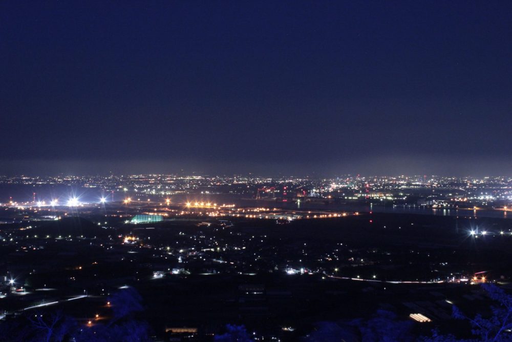 蔵王山展望台　電照菊　風車（夜景）愛知県田原市の観光・撮影スポットの画像と写真