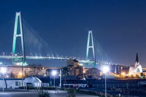 名港トリトン　伊勢湾岸自動車道　名港中央IC　夜景　名古屋市港区の観光・撮影スポットの画像や写真