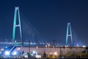 名港トリトン　伊勢湾岸自動車道　名港中央IC　夜景　名古屋市港区の観光・撮影スポットの画像や写真