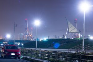 名港トリトン　伊勢湾岸自動車道　名港中央IC　夜景　名古屋市港区の観光・撮影スポットの画像や写真