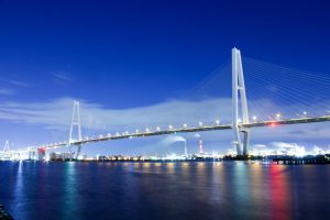 名港トリトン　伊勢湾岸自動車道　名港中央IC　夜景　名古屋市港区の観光・撮影スポットの画像や写真
