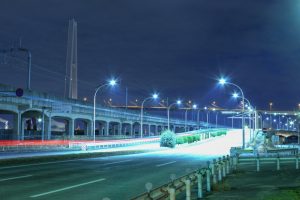 名港トリトン　伊勢湾岸自動車道　名港中央IC　夜景　名古屋市港区の観光・撮影スポットの画像や写真