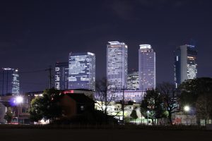 米野公園　夜景　名古屋駅ビル群　名古屋市中村区の観光・撮影スポットの画像と写真