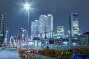 ささしまライブ駅周辺　アンダーパス　名古屋駅ビル群　夜景　中村区の観光・撮影スポットの画像と写真