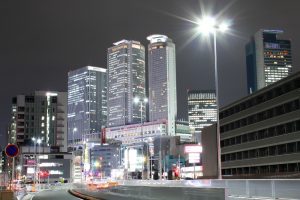ささしまライブ駅周辺　アンダーパス　ささしまライブ駅周辺　名古屋駅ビル群　夜景　中村区の観光・撮影スポットの画像と写真