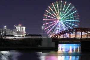 シートレイン観覧車　ポートビル　夜景　中川運河　中川橋　名古屋市中川区の観光・撮影スポットの写真と画像　