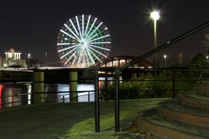 シートレイン観覧車　ポートビル　夜景　中川運河　中川橋　名古屋市中川区の観光・撮影スポットの写真と画像　