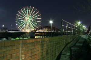シートレイン観覧車　ポートビル　夜景　中川運河　中川橋　名古屋市中川区の観光・撮影スポットの写真と画像　