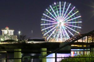 シートレイン観覧車　ポートビル　夜景　中川運河　中川橋　名古屋市中川区の観光・撮影スポットの写真と画像　