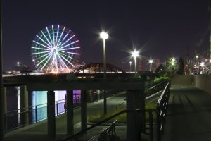 シートレイン観覧車　ポートビル　夜景　中川運河　中川橋　名古屋市中川区の観光・撮影スポットの写真と画像　