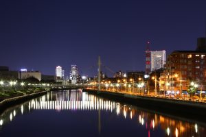 堀川　名古屋国際会議場　夜景　名古屋市熱田区の観光・撮影スポットの画像と写真
