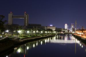 堀川　名古屋国際会議場　夜景　名古屋市熱田区の観光・撮影スポットの画像と写真