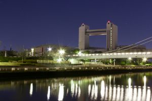 堀川　名古屋国際会議場　夜景　名古屋市熱田区の観光・撮影スポットの画像と写真