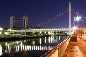 堀川　名古屋国際会議場　夜景　名古屋市熱田区の観光・撮影スポットの画像と写真