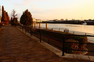 中川橋　名古屋港シートレインランド　観覧車　朝焼け　マジックアワー　名古屋市中川区の観光・撮影スポットの画像と写真