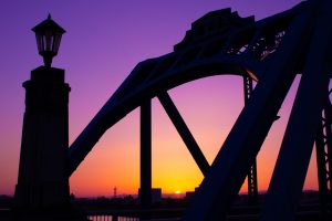 太田橋　夕日　夕焼けマジックアワー　木曽川　岐阜県美濃加茂市の観光・撮影スポットの画像や写真