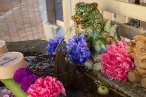 別小江神社　手水舎　あじさい　6月　名古屋市北区の観光・撮影スポットの画像と写真