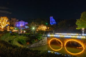 天童眼鏡橋　川崎銀行本店　内閣文庫　きらめき明治村　イルミネーション　夜景　12月　1月　愛知県犬山市の観光・撮影スポットの写真と画像