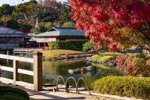 白鳥庭園、清羽亭、紅葉、11月、秋、名古屋市熱田区の観光・撮影スポットの画像と写真