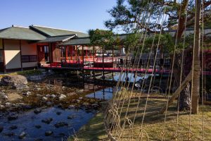 白鳥庭園、清羽亭、雪吊り、紅葉、11月、秋、名古屋市熱田区の観光・撮影スポットの画像と写真