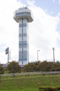木曽三川公園センター、展望タワーとコスモス、9月の秋の花、岐阜県海津市の観光・撮影スポットの画像と写真