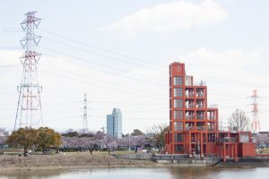 落合公園、桜、水の塔、3月の春の花、愛知県春日井市の観光・撮影スポットの画像と写真