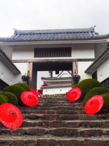 郡上八幡城、和傘、11月秋、岐阜県郡上市の観光・撮影スポットの画像と写真