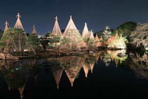 白鳥庭園、観楓会、あかりアート、雪吊り、清羽亭、紅葉、ライトアップ、2019年11月、秋, 名古屋市熱田区の観光・撮影スポットの画像と写真